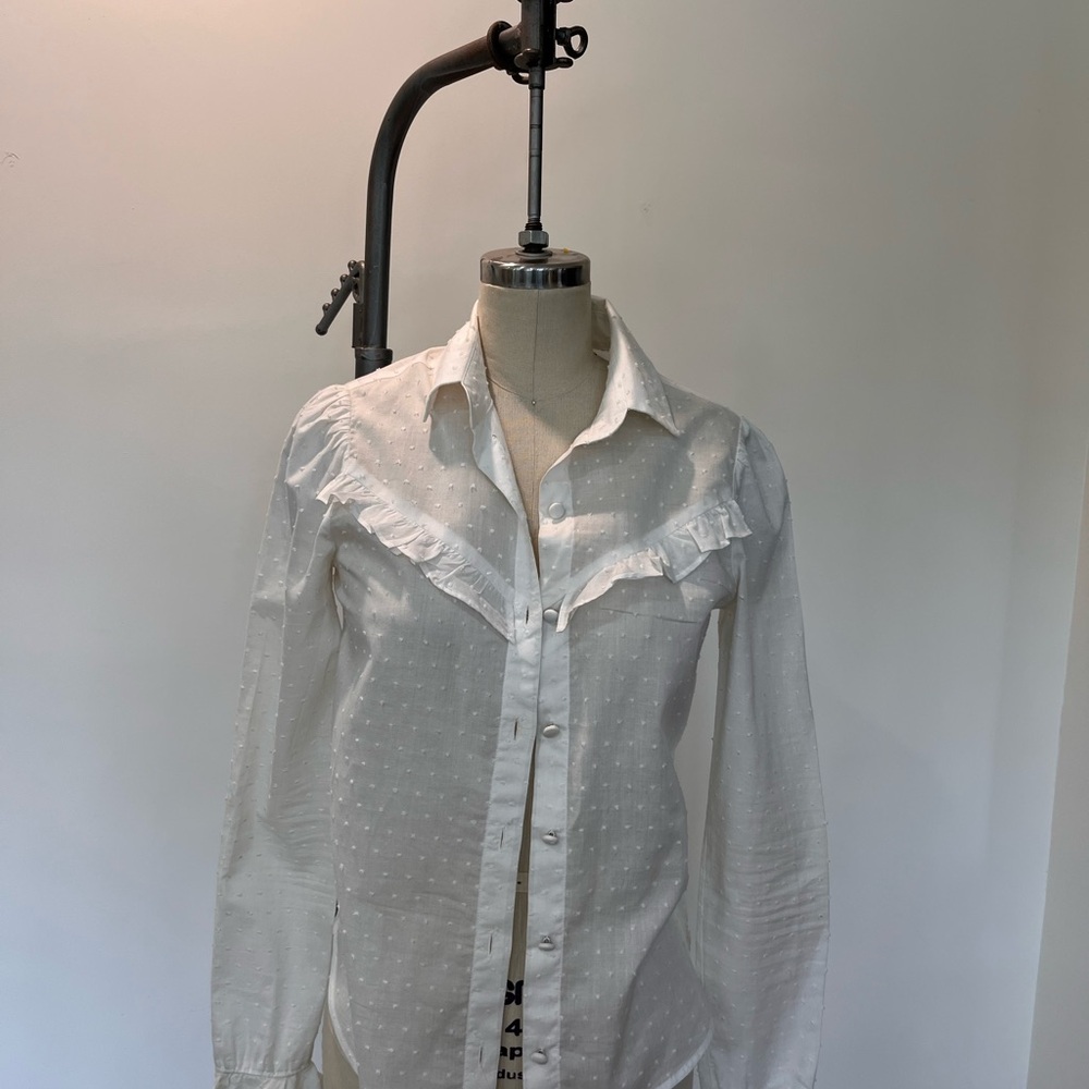 Reformation Cream Ruffled Blouse